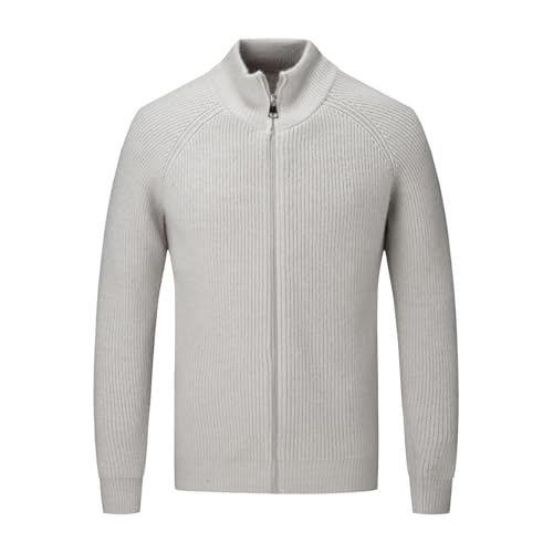 Mens Fashion Zipper Stand-up Collar Sweater Fall Trendy Knitted Outwear Soft Comfort Knitted Cardigans