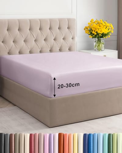 Drap-Housse 90x190 cm Lavande - Bonnet Extra Profond 30cm (12