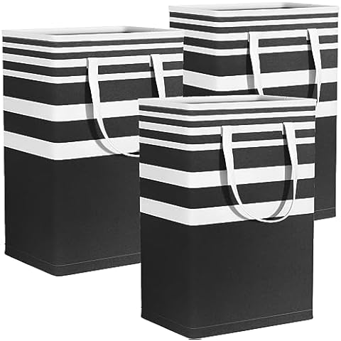 Laundry Basket, 3-Pack 75L Waterproof Laundry Hamper, Collapsible Laundry Bag with Extended Handles, Laundry Baskets for Laundry Clothes Toys, Family Dorm Room Essentials (Black) Cover
