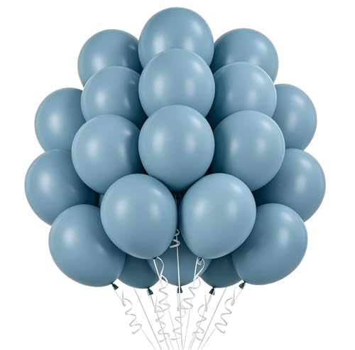 Lot de 50 ballons gris et bleu brouillard - Ballons en latex de 30,5 cm - Pour anniversaire, mariage, festival, anniversaire de mariage