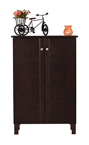 Image of DeckUp Alvo 2-Door Engineered Wood Shoe Rack (Dark Wenge, Matte Finish)