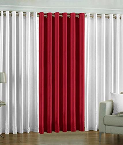 Image of Presents Beautiful Long Crush Curtains Plain Set of 3 Piece Polyster Size 7 feet