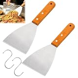 Nuwkowl 2er Set Grillspachtel Edelstahl mit Holzgriff – Plancha & BBQ