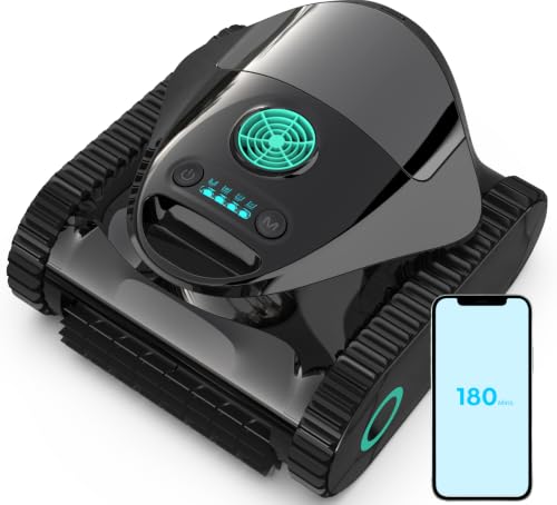 C1 Robotic Pool Cleaner with 180 Mins, Pool Vacuum for Inground Ground Pools up to 1615 sq.ft, Smart Routing, Wall Climbing, Dual Filtration, with APP, Multi-Mode Cleaning (Glossy Black)