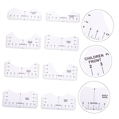 Home Tools Camiseta 8 peças de material de medição modelo de réguas de camiseta réguas para designs