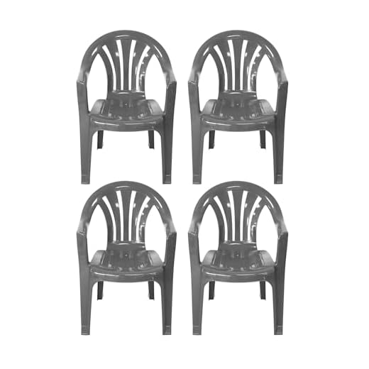 simpa Solana GREY Stackable Low Back Plastic Garden Chairs - Set of 4