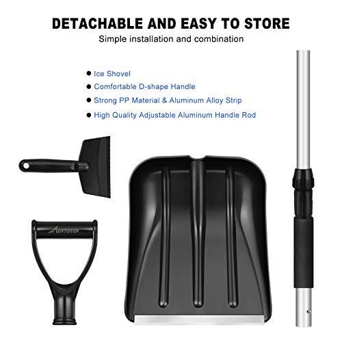 image for MOVTOTOP Snow Shovel for Car, Portable Snow Shovel with Ajustable Hand