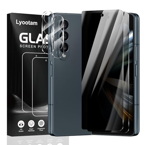 Lyootam 2 Pack for Privacy Screen Protector Samsung Galaxy Z Fold 4 2 Pack Camera Lens Protector Anti-Spy Tempered Glassfilm 9H Hardness Easy Installation Bubble Free Anti-Scratch