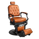 Winado Heavy Duty Vintage Recline Barber Chair Hydraulic with Headrest, Supports up to 700lbs & 360° Rotatable, Professional Salon Beauty Spa Shampoo Equipment (Brown - Square Backrest)