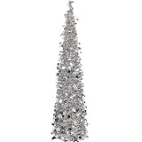 N&T NIETING Weihnachtsbaum Künstlich, 150 cm(5ft) Zusammenklappbarer Lametta Baum mit Bunt Pailletten für Haus Büro Weihnachtsbaum Deko
