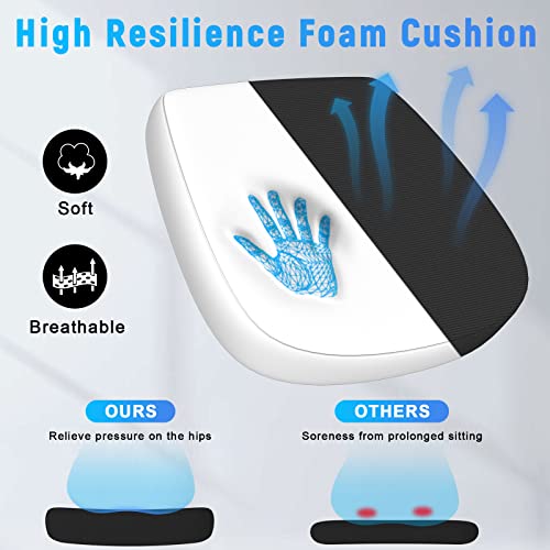 Naspaluro Ergonomic Office Chair, Mid-Back Computer Chair With Adjustable Height, Flip-Up Arms And Lumbar Support, Breathable Bright White Mesh Desk Chair For Home Study Working #TOP5