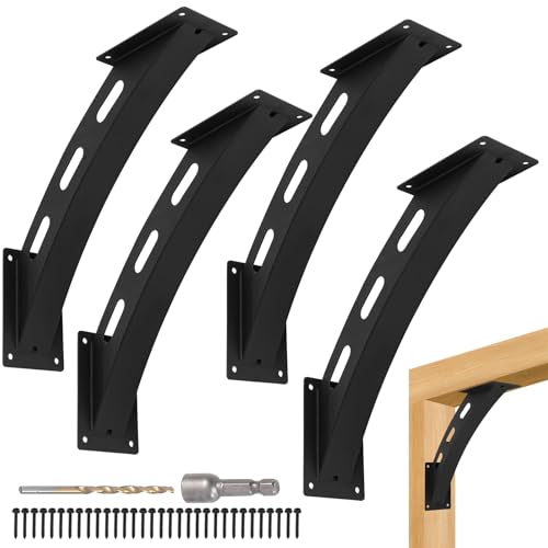 4 Pcs 45 Degree Angle Brackets, Curved Wood Post Beam Corner Support Brackets - 45-Degree Angle Pergola Brackets for Gazebo, Patio, Porch, Log Cabin & More