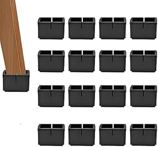 OLRWSLG 16 PCS Silicone Chair Leg Caps Floor Protectors Square Furniture Feet Covers Black Table Feet Cover Pads Wood Floor Protectors for 21-25mm Rectangular Legs Reduce Noise Prevent Scratch