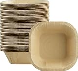 Generisch 50 Stück Suppenschalen Einweg quadratisch Papierschalen biologisch abbaubar kompostierbar Lebensmittelbehälter für Snack Suppe Dessert Büro Picknick Party (Braun)