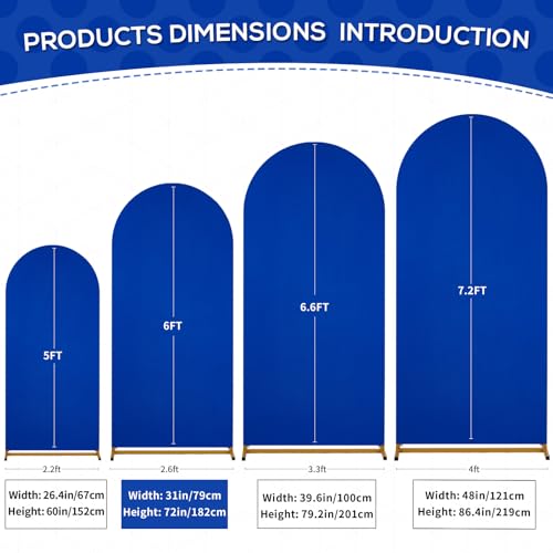 Image of SoarDream Navy Blue Spandex Arch Cover 6FT Wedding Arch Backdrop Cover Stretchy Backdrop Chiara Wall Arch Stand Cover for Wedding Birthday Balloon Decorations- Ideal for Balloon Arches