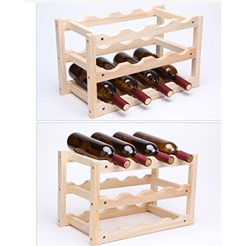 Soporte para botellas de vino de madera sólida 3 niveles miniatura 6