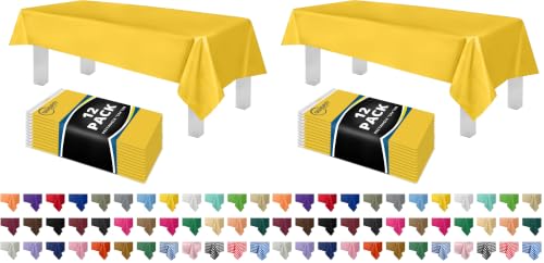 Image of Grandipity 24 Pack Premium Disposable Plastic Tablecloth 54 Inch. x 108 Inch. Decorative Rectangle Table Cover - Yellow