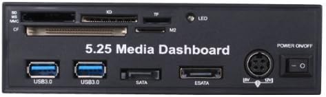 Nextrox® 5.25" PC Media Dashboard Front Panel USB 3.0 HUB SD MS MMC CF XD TF M2 Card Reader SATA ESATA