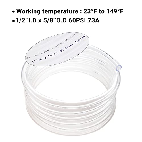 Clear Vinyl Tubing 1/2" Id × 5/8" Od -10 Ft 60Psi,Flexible Lightweight Plastic Tubing, Bpa Free Non-Toxic, Multipurpose Hybrid Reinforced Clear Tubing For Transfer Water Air Oil #TOP4