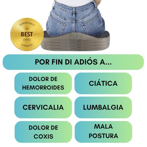 Miniatura 4 de Ukiuan Cojín Ortopédico Viscoelástico Alivio Para Hemorroides, Ciática Y Dolor De Coxis Alta Densidad, Diseño Ergonómico, Funda Lavable, Ideal Para Oficina, Hogar Y Viajes