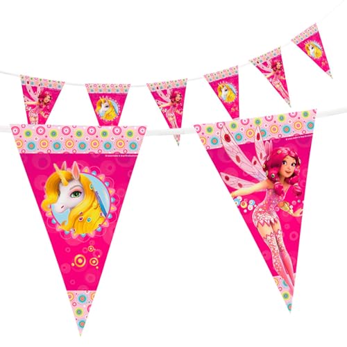 Party Factory 'Mia and Me' - Banderines de papel con 10 banderines, longitud aprox. 5 metros, guirnalda de fiesta, decoración de cumpleaños, fiesta temática