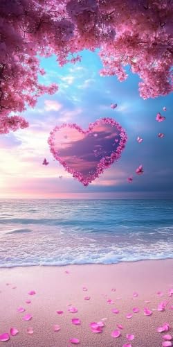 Diamond painting plage adulte cœur : mosaïque loisir créatif 30x60cm