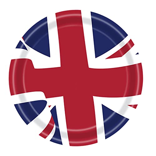 King Charles III Union Jack Coronation Souvenir Plates 16 Pack - Britain Street Party Decor National Events BBQ Decoration