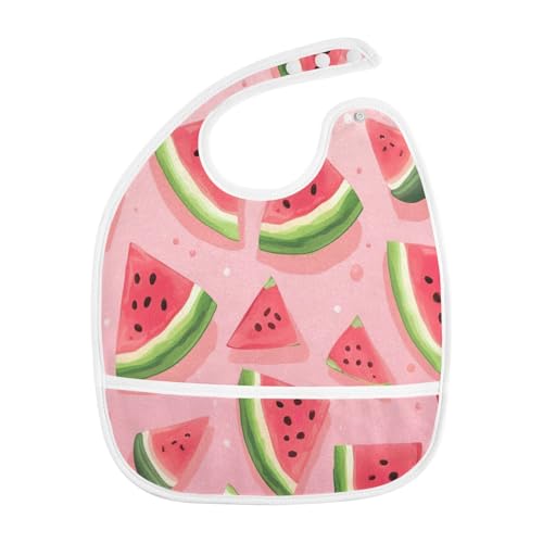 Baby Bibs for Boy and Girls 5 Pack Cotton Adjustable Newborn Bibs for Drooling & Teething, Watermelon Slice
