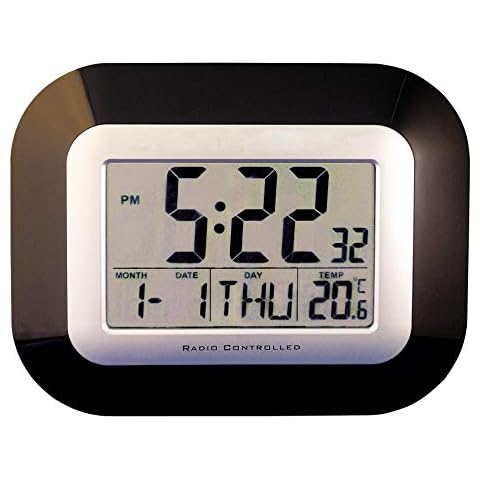 Ravencourt RC0097 Digital Classroom Clock Electronic Radio Controlled school clock in Black 23x19cm Cover