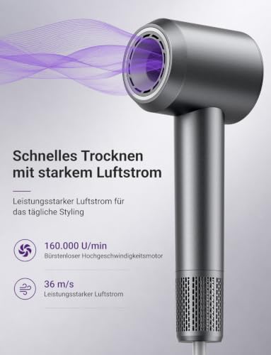 LORVENA Ionen Föhn 160.000 U/min Haartrockner, 500 Mio. Ionen – Ansicht 2