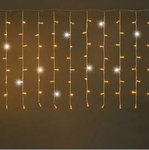 Tenda Luminosa LED 3x0,8m 128 Maxi LED Reflex Bianco Caldo e Flash Freddo Esterno Interno Cavo Gommato Bianco IP67 Prolungabile fino 60m per Natale, Matrimoni, Feste, Allestimenti Professionali