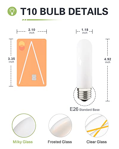 T10 Led Milky Bulb Warm White 2700K Led Tubular Edison Light Bulbs 4W Dimmable Tube Vintage Led Bulbs 40 Watt Equivalent, E26 Base Led Filament Retro Bulb For Desk Lamp, Pendant Lights, 4 Pack #TOP2