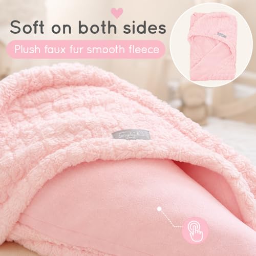Image of Pastel Pink Baby Car Seat Blanket for Girls - Soft Bunting Swaddle Wrap for Infant & Toddler; Cover Baby and Keep Car Seat Clean