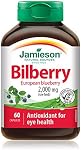 Jamieson Bilberry 2,000 mg, bleuets européens, antioxydant pour le maintien d'une bonne santé, et soutient la santé des yeux. 60 Capsules végétariennes, fièrement canadiennes