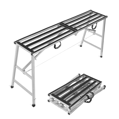 Foldable Steel Work Platform Ladder with Adjustable Height