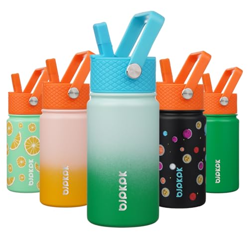 Image of BJPKPK Insulated Water Bottle, 15oz Stainless Steel with Straw Lid