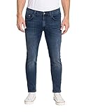 Straight Fit Pioneer Herren Hose 5 Pocket Stretch Denim Jeans, Blue/Black Used Buffies, 36W / 36L
