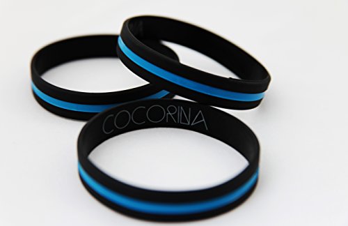 Cocorina Police Officer Thin Blue Line Bracelets - 3 Pack of Law Enforcement Wristbands (3)