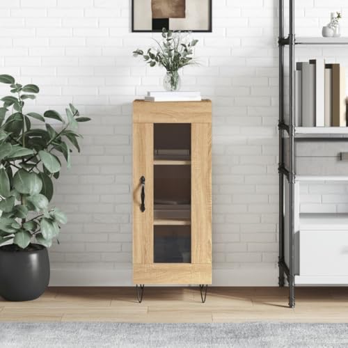 Lalfkkii Aparador armario portaobjetos buffet moderno mueble entrada decoración interior para salón, dormitorio u oficina, diseño simple y práctico roble sonoma 34,5 x 34 x 90 cm