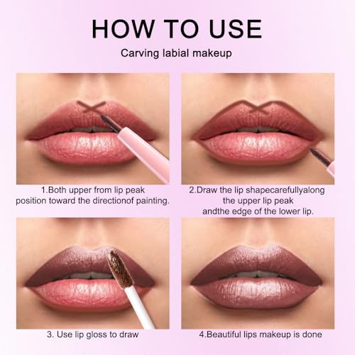 Image of evpct Brown Bronze Metallic Glitter Lip Liner and Lipstick Combo Lip Gloss Stain Set Makeup for Women Long Lasting Waterproof 24, Hot Chocolate Metallic Shimmer Frosted Iridescent Liquid Lipstick 08