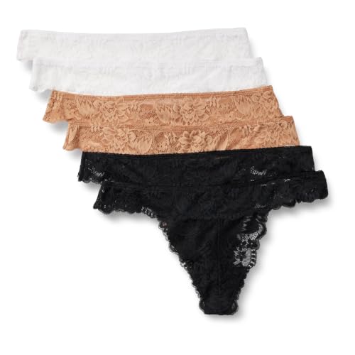 6-Pack Amazon Essentials Women's Stretch Galloon Lace Panties (Bikini, Hipster, Thong & High Waisted Styles) - image 1