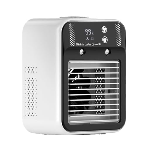 Genérico Personal Air Conditioner Fan, Small Cooling Fans with Digital Display, 2 -Speed and 2 -Mist Desktop AC Tool for Outdoor Travel, Office, Tent, Camping, Patio, Home or Workplace Use