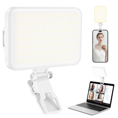 ALTSON 60 LED Portable Selfie Light Video Conference Lighting with Clip & Camera Tripod Adapter Rechargeable 2200mAh CRI 97+, 9 Light Modes for Phone iPhone Webcam Laptop Photo Makeup