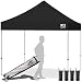 Eurmax 10'x10' Ez Pop Up Canopy Tent Commercial Instant Shelter with Heavy Duty Roller Bag,Bonus 4 Sand Weights Bags (Black)