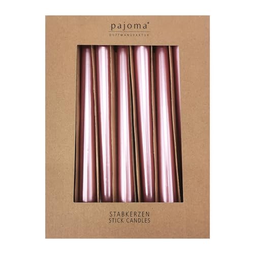 pajoma® Stabkerzen Rosé-Metallic 10 Stück - Höhe 25 cm ø 2,2 cm |...