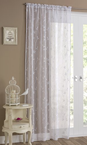 FLORENCE PLAIN MODERN VOILE SLOT TOP PANEL IN WHITE (x1) ~ 48" ~