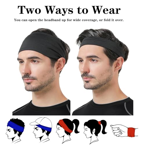 Image of DEMIL Mens Running Headband,1 Pack or 3Pack,Stretchy Moisture Wicking Workout Sweatband,for Football,Runing,Tennis,Cycling,Fitness Unisex Sports Hairband