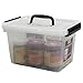 Kekow 6 L Clear Storage Box, Plastic Storage Latch Box with Black Handle, 4-Pack