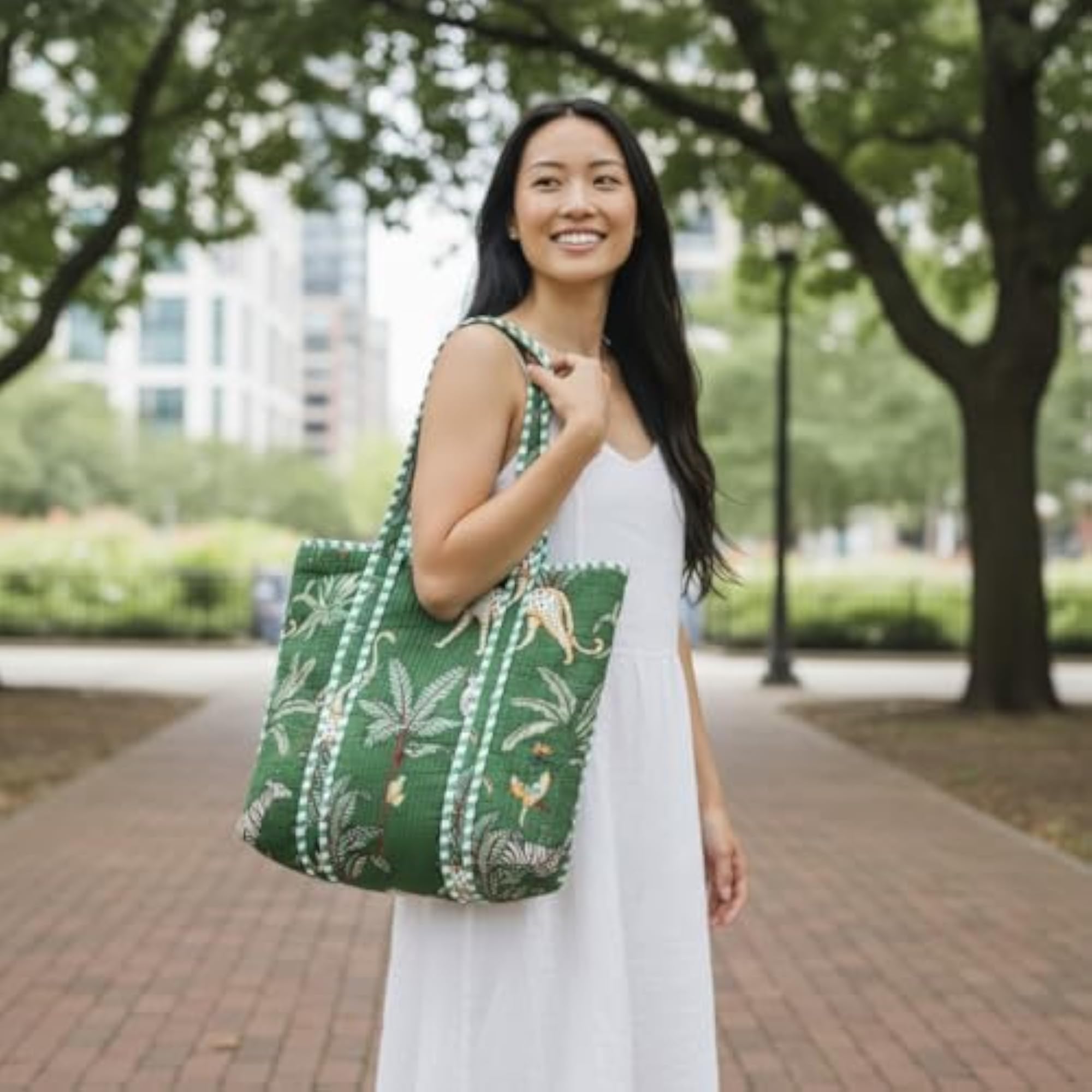 Premium Quilted Tote Bag with Matching Pouches