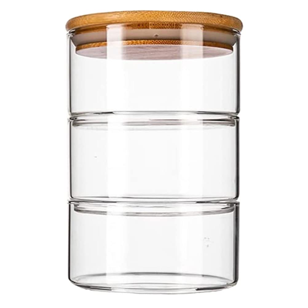 Bol de Ensalada de Vidrio con Tapa, Juego de 1, Bambú | Apilable y Ahorro de Espacio, Fácil de Limpiar, para Restaurantes y Decoración Fotográfica